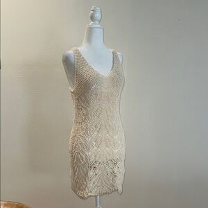 NWT Zara Cream Crochet Midi Dress Coverup